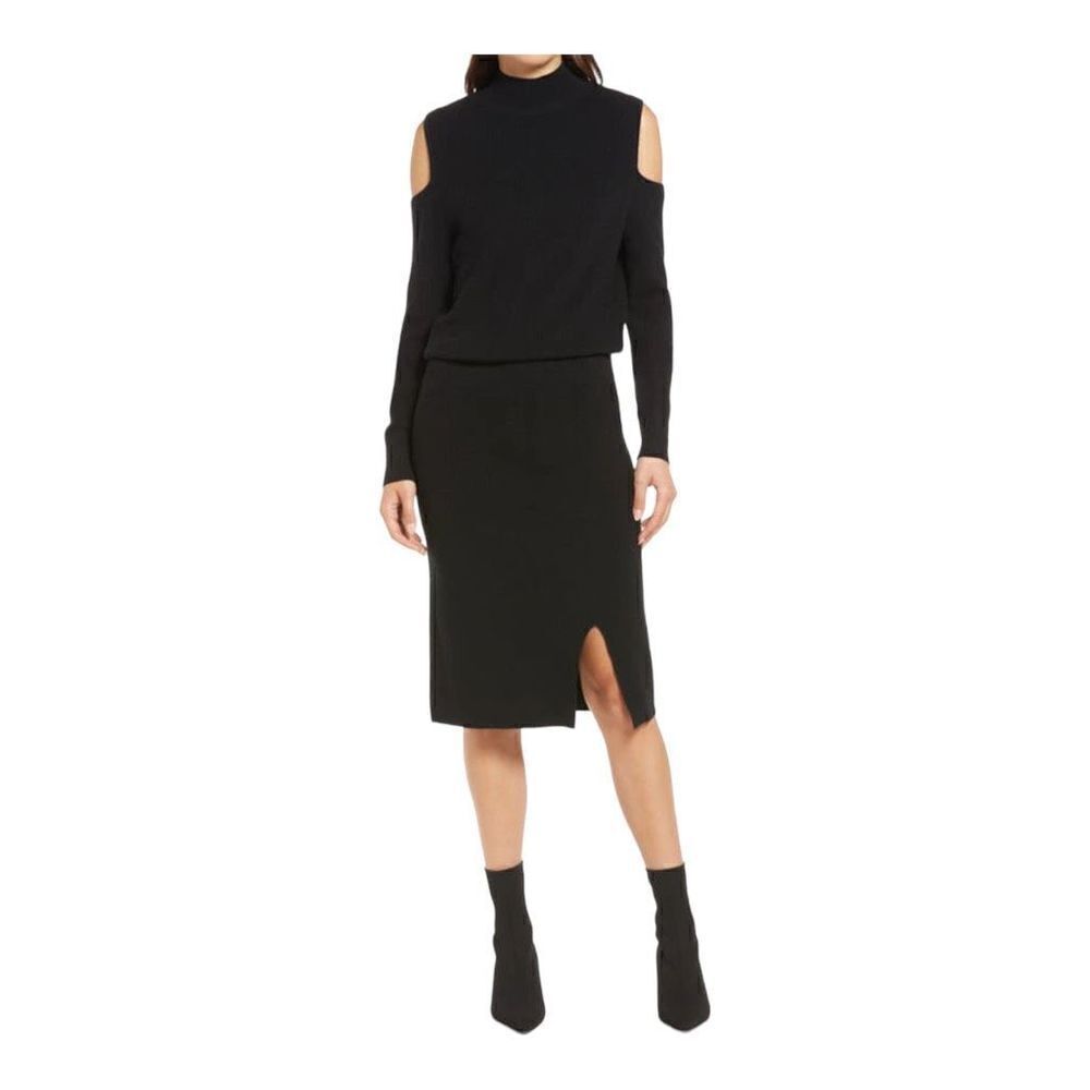 CHELSEA28 Cold Shoulder Sweater Dress In Black size M NWT